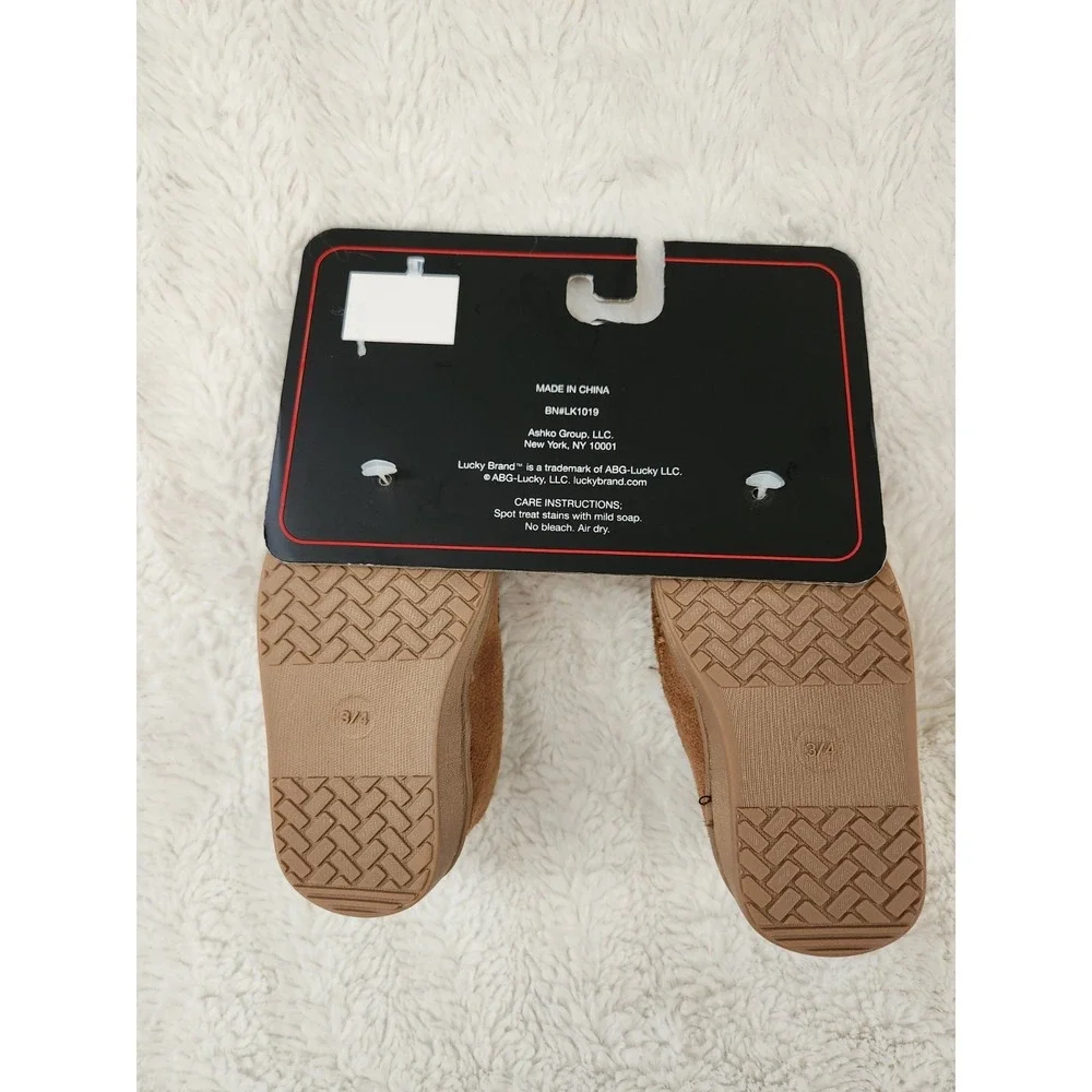 Lucky Brand Toddler Slipper Moccasins Memory Foam Tan Faux Suede Size‎ 3-4 NEW